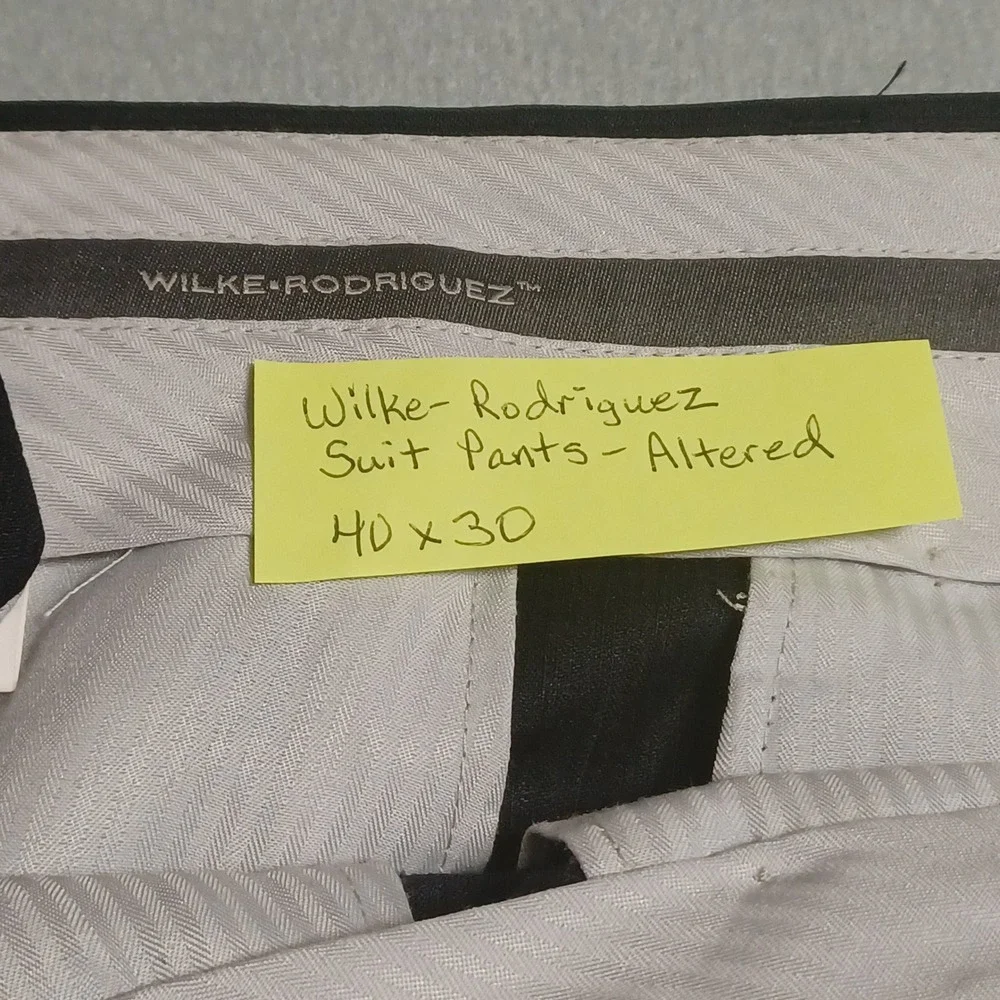 Wilke-Rodriguez Mens 40x30 Wool Suit Pants Charcoal Gray Dress‎ Trousers Cuffed
